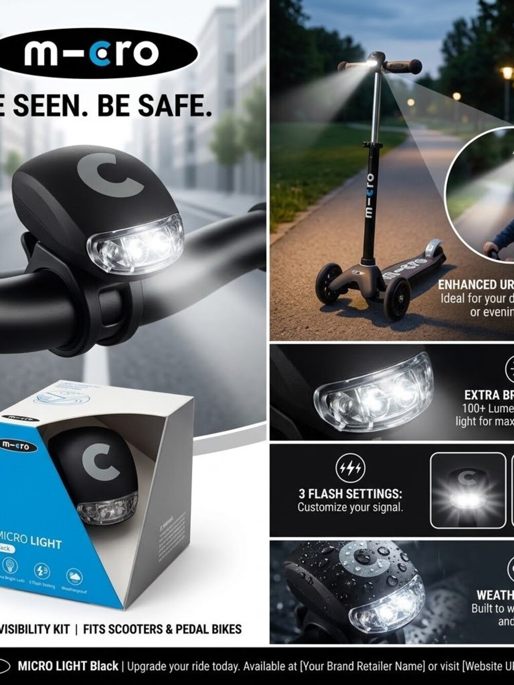 Micro Scooter Light With a Flexible Silicon Body ans a Prominent C